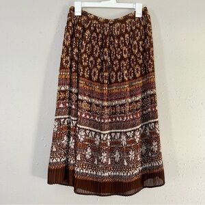 🦋 Alfred Dunner Brown Flower Maxi Skirt 12P Vintage Drawstring Waist